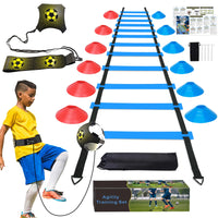 2 x RAW Customer Returns YGORTECH Agility and Speed Training Set, Agility Ladder, 12 Sports Cones and Soccer Training, Soccer Training Equipment for Kids and Adults Blue  - RRP €60.0