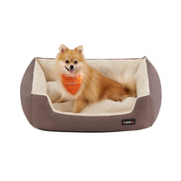 1 x RAW Customer Returns Feandrea dog bed, dog basket with reversible cushion, 70 x 55 x 21 cm, brown PGW03Z - RRP €25.4