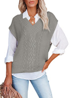 1 x RAW Customer Returns Aleumdr Sweater Without Vest Women V-Neck Pullover Women s Winter Sweaters Sleeveless Sleeveless Sweater Winter Elegant Knitted Sleeveless Vest, Gray XL - RRP €37.98