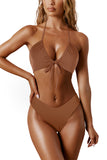 1 x RAW Customer Returns RXRXCOCO Sexy Brazilian Bikini Women Set Triangle String Top Bikini Set Thong Swimwear Chestnut Size M - RRP €34.99