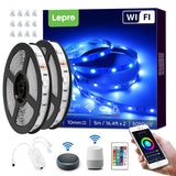 1 x RAW Customer Returns Lepro LED Strip Alexa 10M, 2x5M, RGB Dimmable 300 LEDs, LED Strip Wifi, WiFi LED Band, Self-adhesive Super Bright Light Strip Fairy Lights Stripes with Remote Control, Compatible with Alexa, App, Google Home - RRP €21.37