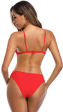 1 x RAW Customer Returns SHEKINI Women s Bikini Set Chic V-Neck Spaghetti Straps Bikini Top Backless Adjustable Two-Piece Swimsuit Low Waist Triangle Bikini Bottoms Swimwear L, Red  - RRP €32.75