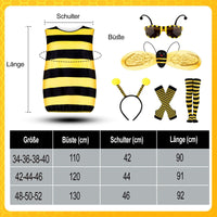 1 x RAW Customer Returns Bee costume adult women with headband wings gloves leg socks glasses bee costume women bee clothing dress costume bee women for bumblebee carnival costume bee women disguise 130  - RRP €32.99