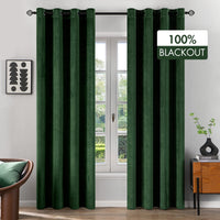 1 x Brand New MIULEE curtains 100 opaque velvet curtains for bedroom, opaque thermal curtains with eyelets, cold protection, blackout curtain, set of 2, H x W 215 x 140 cm, dark green - RRP €37.8