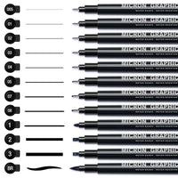 1 x RAW Customer Returns AKARUED Fineliner Black Pens, 12 Piece Fineliner Set Black, Waterproof Ink Pens for Sketching, Permanent Pigment Liner for Bullet Journal Artist Illustration, Technical Drawing - RRP €10.99