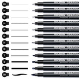 1 x RAW Customer Returns AKARUED Fineliner Black Pens, 12 Piece Fineliner Set Black, Waterproof Ink Pens for Sketching, Permanent Pigment Liner for Bullet Journal Artist Illustration, Technical Drawing - RRP €9.99