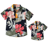 1 x RAW Customer Returns Winmany Hawaiian Shirts Family Father and Son Matching Tropical Beach Clothing Floral Leaves Print Tops, Red, M - RRP €19.95