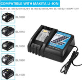 1 x RAW Customer Returns Replacement for Makita battery 5.0Ah 18v Li-Ion with charger 3A DC18RC with charging indicator for Makita battery 14.4V 18V BL1830 BL1840 BL1850 BL1815 BL1430 LXT400 tool battery 5.0ah DC18RC  - RRP €39.92