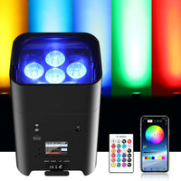 1 x RAW Customer Returns UKing 6 18W rechargeable LED par spotlight, RGBWA UV disco light spotlight stage light with remote control, supports APP 2.4 GHz DMX control for DJ party weddings - RRP €172.12