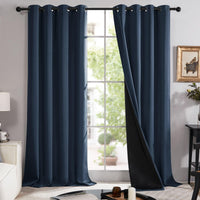 1 x RAW Customer Returns Deconovo 100 opaque curtain with eyelets, eyelet curtains for bedroom, blackout curtains, thermal curtains against the cold, room divider curtain, 180 x 140 cm height x width , dark blue, set of 2 - RRP €42.85