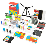 1 x Brand New MEEDEN Deluxe acrylic painting set with 24 120ML acrylic paints, aluminum table easel, 10 brushes, canvas panels and more art accessories for beginners, artists - RRP €119.95