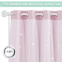 1 x RAW Customer Returns NICETOWN Curtains for children s room girls - eyelet curtain set of 2 H 240 x W 132 cm children s room curtain stars double-layer blackout curtains with voile, light pink - RRP €56.95