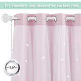 1 x RAW Customer Returns NICETOWN Curtains for children s room girls - eyelet curtain set of 2 H 240 x W 132 cm children s room curtain stars double-layer blackout curtains with voile, light pink - RRP €56.95