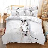 1 x RAW Customer Returns MIQEBX children s bed linen set, horses bed linen set, 135 x 200 cm, 3D animals, white horse motif, duvet cover with zip and 2 pillowcases, 50 x 75 cm - RRP €27.62