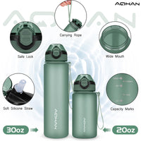 1 x RAW Customer Returns AOHAN drinking bottle 1L with leak-proof flip lid, BPA free sports drinking bottle with straw, water bottle dishwasher safe water bottle non-toxic water jug with carrying strap - RRP €14.99