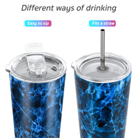 1 x RAW Customer Returns Stainless Steel Vacuum Insulated Tumbler - THILY 780ml Triple Insulated Travel Mug with Splash-Proof Lid for Iced Coffee and Hot Drinks, 2 Pack, Golden Marble Blue Marble - RRP €39.13