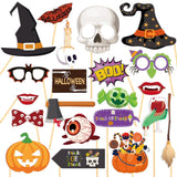 2 x Brand New YGCHEN Photo Props Halloween Photo Booth Props Funny Photo Props Pumpkin Skeleton Witch Selfie Props Halloween Photo Box Props DIY Photo Booth Props Set 20 Pieces - RRP €25.58