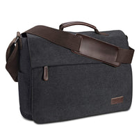 1 x RAW Customer Returns Ruschen shoulder bag for men made of vintage canvas, premium men s bag, laptop bag for 15.6 inch laptop, shoulder bag courier bag messenger bag, BLACK - RRP €36.95