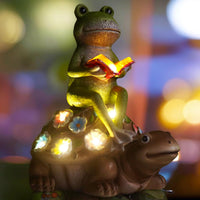 1 x Brand New Yeomoo Solar Frog Riding Turtle Figures Garden Decoration for Outdoors - with Flowers LED Solar Lamps for Outdoors Funny Garden Decoration Gifts for Women Mum Men Room Fairy Garden Children s Decoration - RRP €40.33