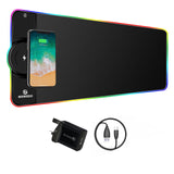 1 x RAW Customer Returns Mouse pad gaming, mouse mat wireless charging, large mouse pad with stand, 15W fast charging, 10 lighting modes, non-slip rubber base, large mouse pad for gaming, PC, desk 80 x 30 cm, black  - RRP €30.43