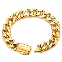 1 x RAW Customer Returns COOLSTEELANDBEYOND Large Heavy Golden Curb Chain Bracelet for Men Women Stainless Steel Bracelet Highly Polished, 20CM - RRP €29.99