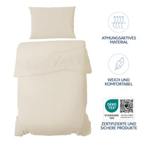 1 x RAW Customer Returns Dreamzie Duvet Cover Bed 135x200 cm with 1 Pillowcase 80x80 cm - Beige - Duvet cover 135x200 made of 100 Microfiber. Duvet Cover Certified without Chemical Products Oeko Tex  - RRP €13.1