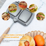 1 x RAW Customer Returns Double-sided sandwich toaster with non-stick coating and removable handles for the gas stove - sandwich maker and grill pan in one silver  - RRP €23.48