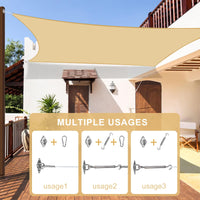 1 x RAW Customer Returns LOVE STORY Sun Sail Rectangular 2x3m with Stainless Steel Fixing Kit, Sun Protection Balcony Terrace HDPE UV Protection Breathable for Garden Outdoor, Sand - RRP €38.99