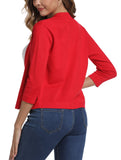 1 x RAW Customer Returns Women s 3 4 Sleeve Open Front Bolero Cardigan Shrug Solid Cardigan Top XL, Red  - RRP €32.24