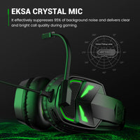 1 x RAW Customer Returns EKSA Gaming Headset Wired, Headset with Microphone for PS4, 3.5mm Jack Cable, 3D Surround Sound Headphones with Noise Cancelling Mic, Green Light for PS5 Xbox PC Mac Laptop, Comfortable, Fenrir Series - RRP €39.99