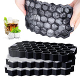 2 x Brand New Ice cube mold silicone 3 pieces ice cube mold 37 compartment ice cube container with lid large ice cube tray for easy release silicone ice cube container stackable ice cube molds for whiskey cocktail juice - RRP €20.14