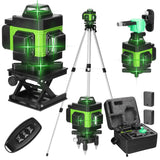 1 x RAW Customer Returns Cross line laser with tripod, KKnoon 4x360 16 laser level, cross line laser green 25m, laser spirit level with magnet, tripod, lifting bracket, rotating stand and portable case-green green  - RRP €108.99