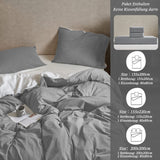 1 x RAW Customer Returns MILDLY bed linen 155x220 cotton, bed linen sets smoke grey 2 pieces with zipper Similar texture to stone washed linen and contains 1 duvet cover and 1 pillowcase 80x80 - RRP €43.36