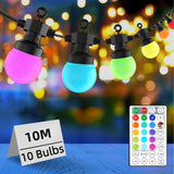 1 x RAW Customer Returns Gaoxun Smart RGB fairy lights outdoor 10m, 10 LED G50 bulbs with remote control, IP44 waterproof, timer function, multi-modes for balcony, gazebo, camping, window, connectable 3x 10 LEDs outdoor - RRP €20.16