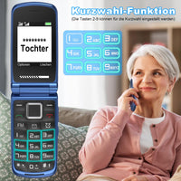 1 x RAW Customer Returns USHINING 4G senior mobile phone flip phone without contract, mobile phone large button cell phone for seniors with 2.4 and 1.77 inch dual color display, dual SIM SOS emergency call button, blue - RRP €55.99