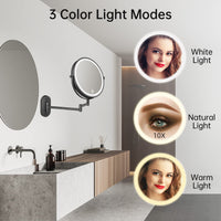 1 x RAW Customer Returns FUNTOUCH USB Rechargeable Cosmetic Mirror with 1X 10X Magnification LED Lighting, Dimmable Shaving Mirror 3 Colors, Touchscreen Makeup Mirror, 360 Rotatable, Wall Mirror for Bathroom and Hotel - RRP €43.87