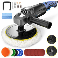 1 x RAW Customer Returns RAYBAO Car Polishing Machine, 1200W Polishing Machine Set with 150 180mm Polishing Pad, 6 Variable Speed 1600-3500RPM, Removable D-Handle and Side Handle, for Car Boat Vehicle - RRP €89.99