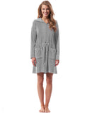 1 x RAW Customer Returns Morgenstern Women s Thin Bathrobe with Zip and Hood Gray Sauna Gown M Cotton Women s Soft Terry Cloth Zip Short Lightweight - RRP €40.28