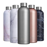 1 x RAW Customer Returns Autsel stainless steel drinking bottle 750ml water bottle leak-proof outdoor suitable TAUPE GRAY GOLD - RRP €20.4