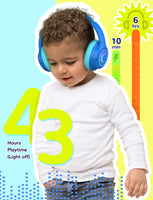 1 x RAW Customer Returns iClever Bluetooth headphones for kids with LED lights, 74 85 94dB volume limit, 43 hours playtime, stereo sound, Type-C, AUX cable, Bluetooth 5.3 children s headphones for tablet travel - RRP €20.16