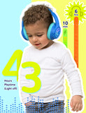 1 x RAW Customer Returns iClever Bluetooth headphones for kids with LED lights, 74 85 94dB volume limit, 43 hours playtime, stereo sound, Type-C, AUX cable, Bluetooth 5.3 children s headphones for tablet travel - RRP €20.16