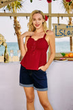 1 x RAW Customer Returns Tank Top Women Sexy Sleeveless V-Neck with Ruffles Camisole Top Party Casual Shirt Red XL - RRP €29.99