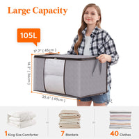 1 x RAW Customer Returns Lifewit 50L storage bag clothes, boxes storage with lid clothes storage storage box wardrobe organizer with reinforced handle for clothes bedding, 6 pieces, light gray - RRP €23.14