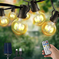 1 x RAW Customer Returns ZEEQII LED fairy lights outdoor solar, 18M dimmable solar fairy lights outdoor with 30 2 G40 light bulbs, USB solar charging method, 8 modes outdoor fairy lights with remote control for party tent, pergola, garden - RRP €39.26