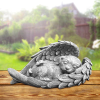 1 x RAW Customer Returns Dog cat angel garden decoration figures, animal statue dog cat angel figure garden statue, pet memorial grave marker tribute statue, decoration memorial animal garden statue, animal garden dog cat statue - RRP €12.11