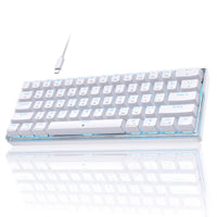 1 x RAW Customer Returns KEMOVE 60 Mechanical Keyboard, K61SE Wired Gaming Keyboard with Red Switches, Anti-Ghosting PBT Keycaps LED Backlit Ultra-Compact 61 Keys Mini Keyboard, QWERTY US Layout White  - RRP €29.23