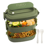 1 x RAW Customer Returns OITUGG Lunch Box 2 Tiers - 1550ml Bento Box for Adults - Lunch Box School for Children, Lunch Box with Compartments and Cutlery, BPA Free, Microwave Safe, Dishwasher Safe, 19 x 12 x 12cm, Green - RRP €16.13