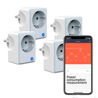 1 x RAW Customer Returns UCOMEN 16A electricity meter socket WiFi, smart socket with power consumption, remote control and voice control, works with Alexa, Google Home, gray and white, Smart Life APP, 4 pack - RRP €39.31