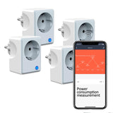 1 x RAW Customer Returns UCOMEN 16A electricity meter socket WiFi, smart socket with power consumption, remote control and voice control, works with Alexa, Google Home, gray and white, Smart Life APP, 4 pack - RRP €39.31