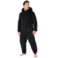 1 x RAW Customer Returns CityComfort Sleep Overalls for Men and Teenagers, Fleece Onesie Jumpsuit Men s Warm Cuddly Pajamas Men s Long M-3XL - Gifts for Men Black, L  - RRP €30.24